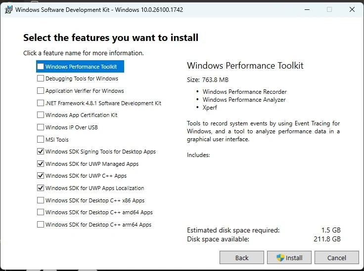 Windows 10 SDK Installation